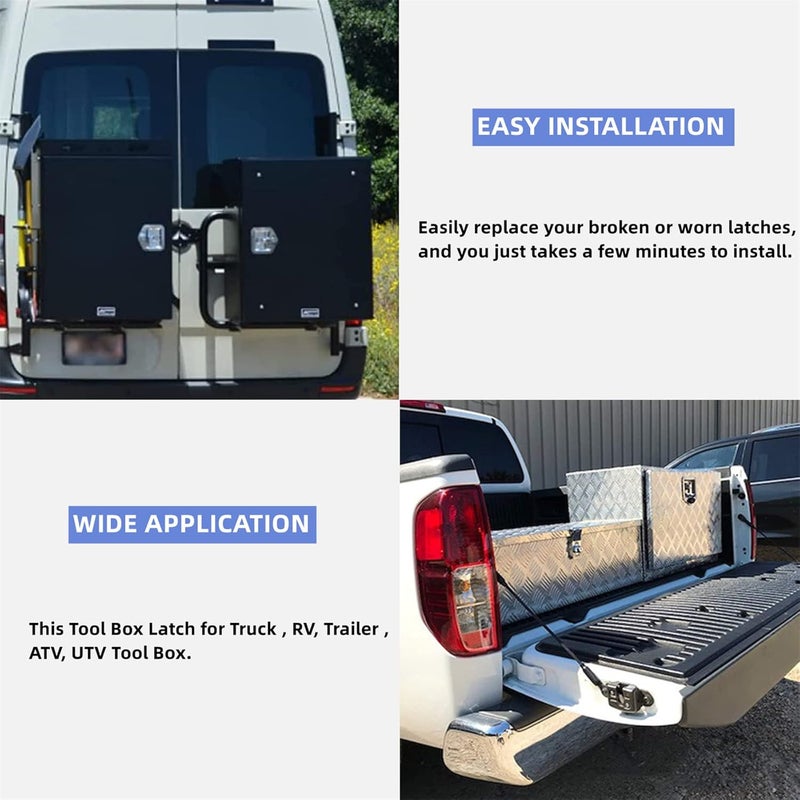 Ycsmyyds 6 Pcs Stainless Steel Car Trailer Door Latch Rv Door Tool Box Lock with Gasket T-Handle Latch with Keys 304 Stainless Steel Highly Polished - Image 4